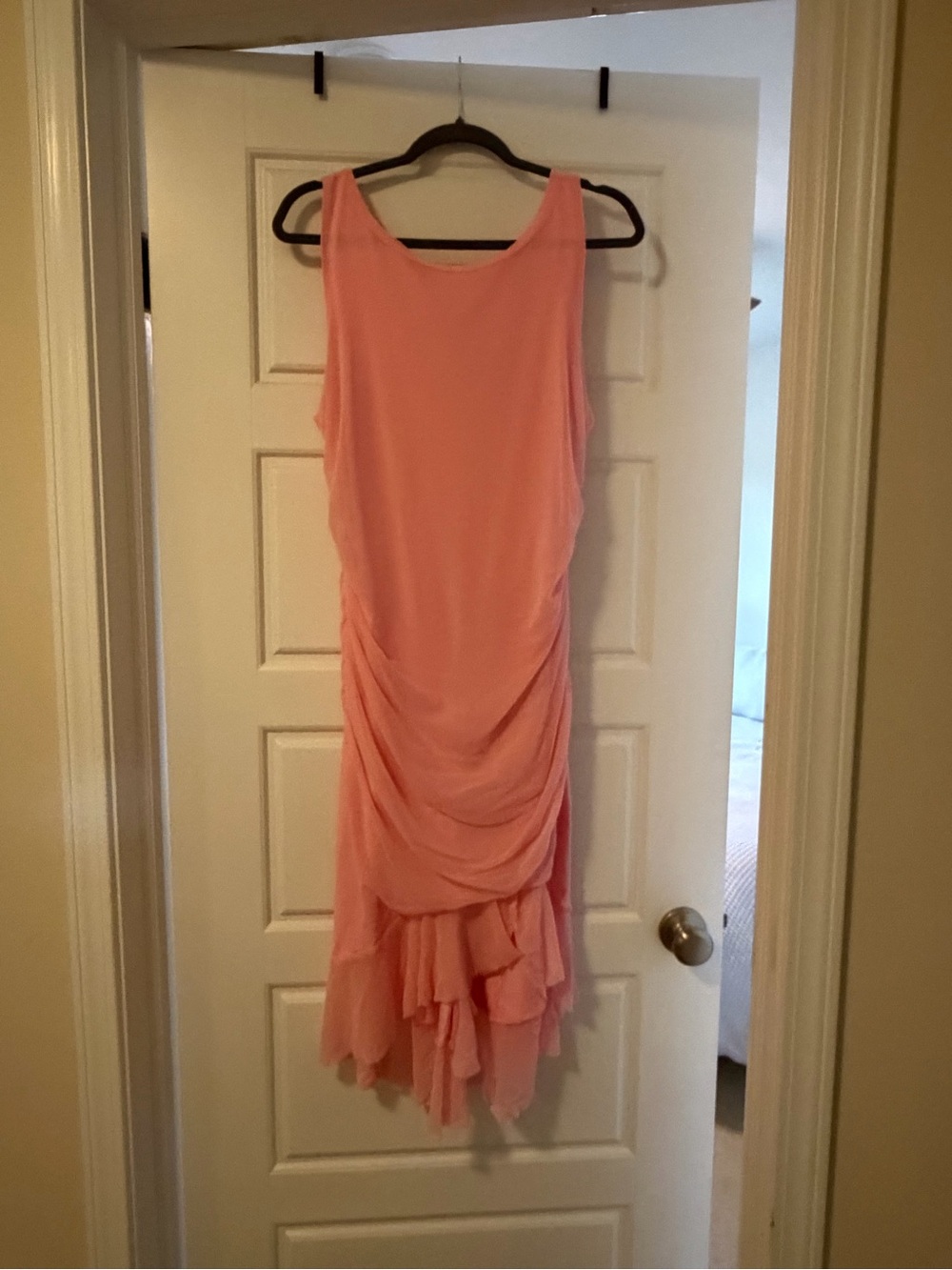 Sleeveless High-Low Ruffle Dress in Soft Pink